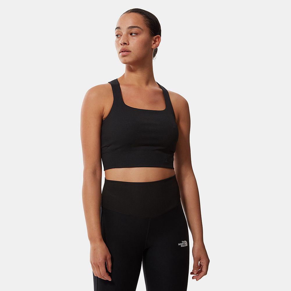 The North Face Tank Top Womens Australia - The North Face Active Trail Ruby Hill Ribbed Black Hiking